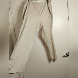 J. Jill (Size XL) Tan Linen Stretch Button Ankle Side Zip Pants